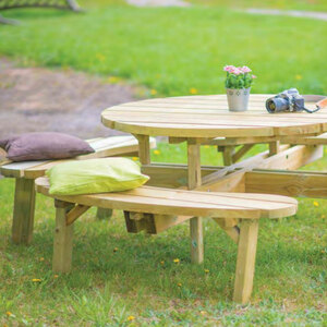8-Seater Round Pressure-Treated Picnic Bench