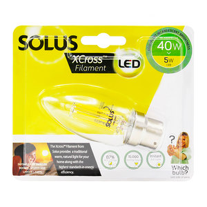 Solus 40W 5W BC Candle Xcross LED Bulb