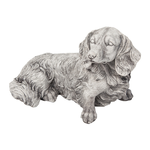 Longhaired Dachshund Stone Cast Statue