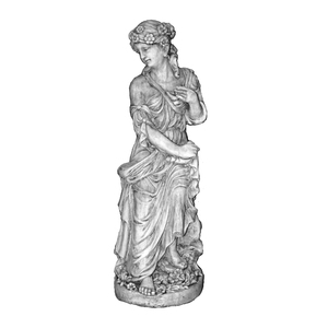Flower Lady Sitting Stone Cast Statue