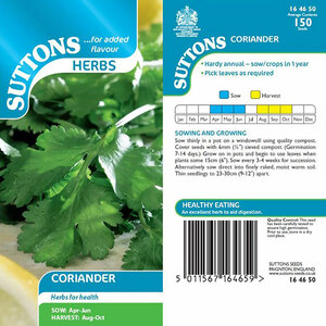 Suttons Seed Herb Seeds - Coriander Confetti