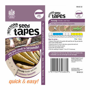Suttons Seeds 6m Seed Tape Parsnip Tender and True