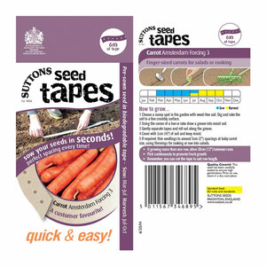 Suttons Seeds 6m Seed Tape Carrot Amsterdam Forcing 3