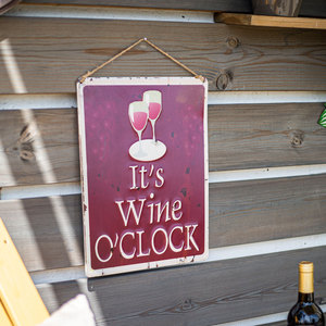 Garden Sign It's Wine O'Clock