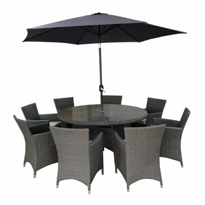 Sicily 8 Seater Rattan Set with Parasol