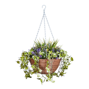 Faux Decor Hanging Basket Lilac Bloom 30cm