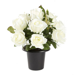 Grave Vase with White Roses